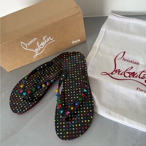 Christian Louboutin Rubber Spike Loubi Flip Flip Platform Sandals 39 Black/multi